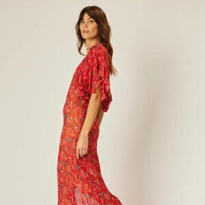 Ramya Dress Chiffon Water Color Vermil